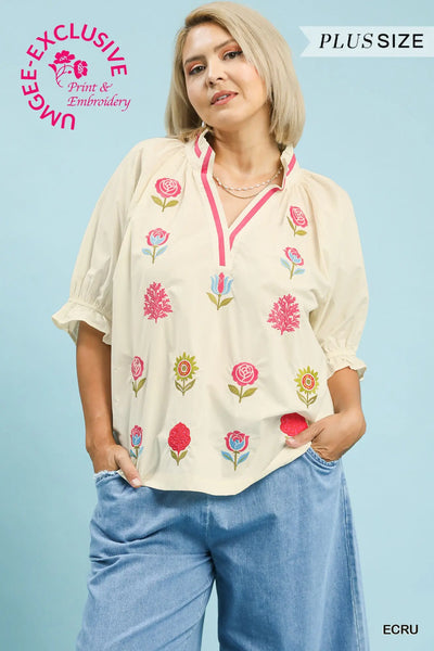 Embroidered Floral Top