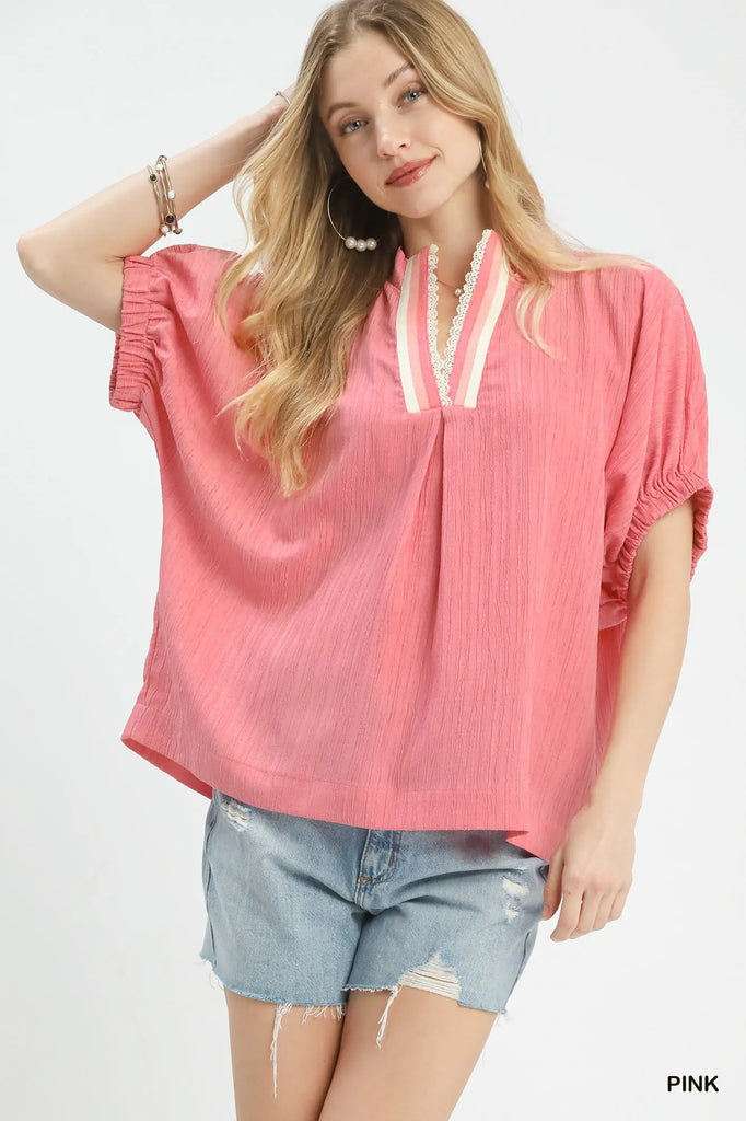 Textured V-Neck Blouse
