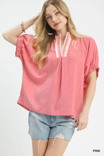 Textured V-Neck Blouse