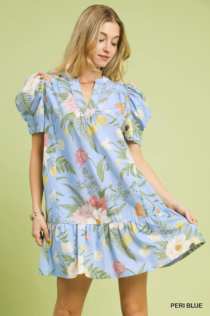 Puff Sleeve Floral Tiered Dress