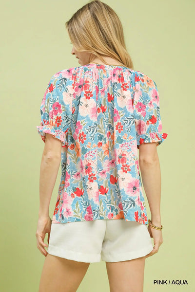 Floral Print V-Neck Top