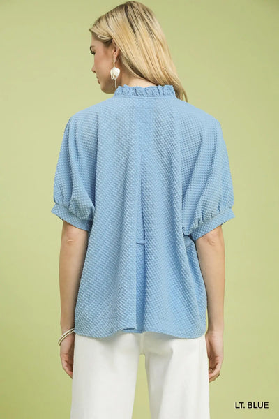Textured Jacquard Short Sleeve Top