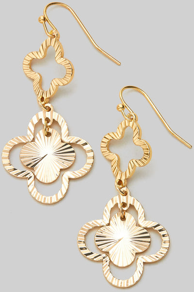 Clover Drop Gold Earrings