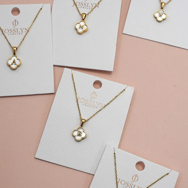 18K Stainless Steel Mop Clover Initial Necklace