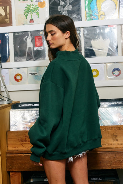 Fish-Embroidered Mock-Neck Sweatshirt