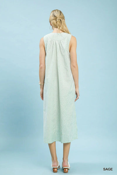 Chevron Stripe Sleeveless Midi Dress