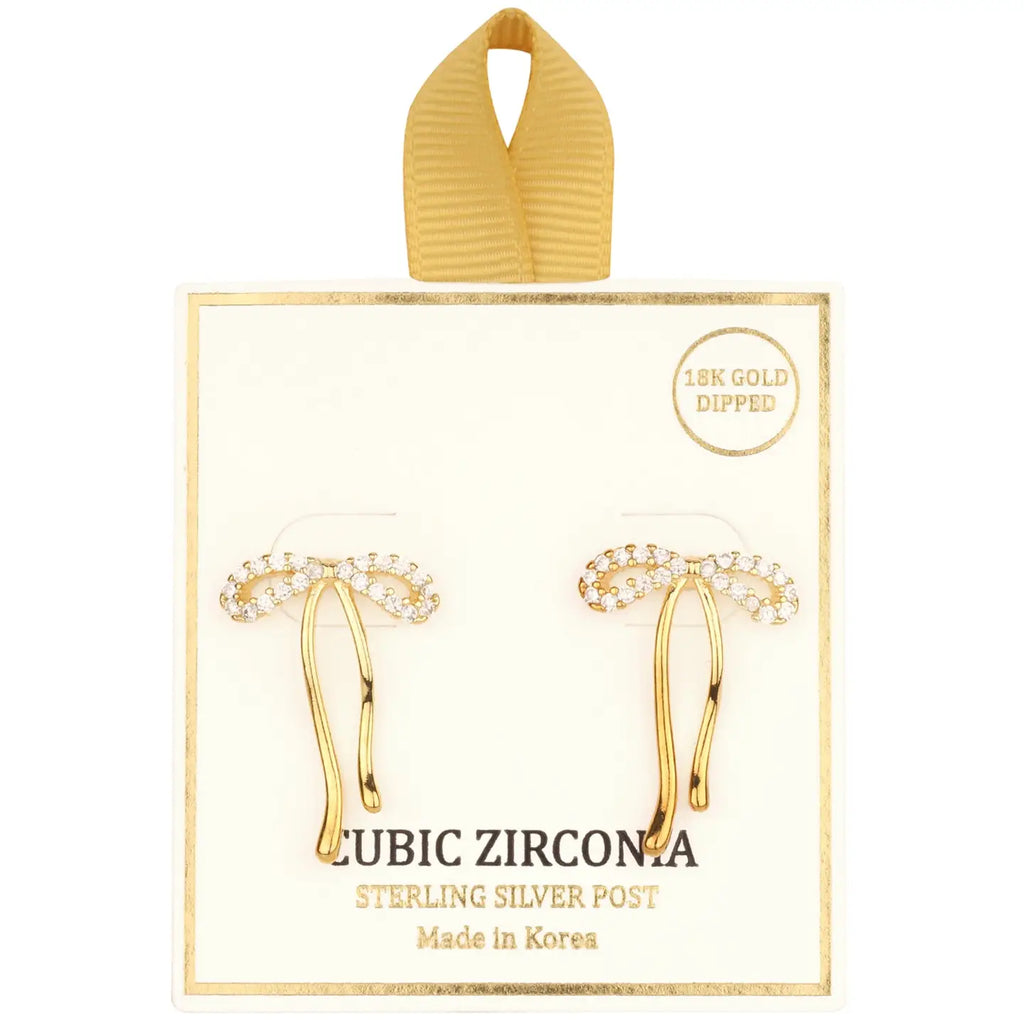 Gold Rhinestone Bow Earrings