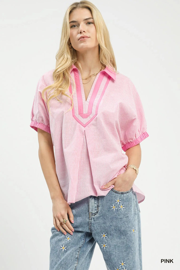 Contrast Trim Popover Stripe Top