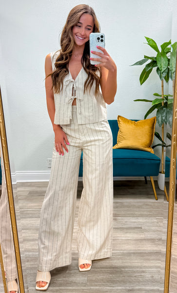 Striped Wide Leg Woven Pant