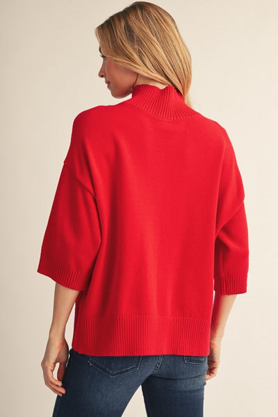 Drop Shoulder Turtleneck Sweater Top