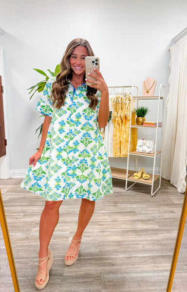 Floral Print Short Sleeve Mini Dress