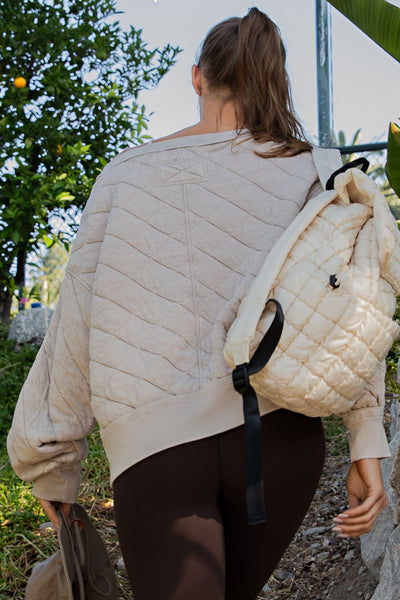 Quilted Off Shoulder Pullover
