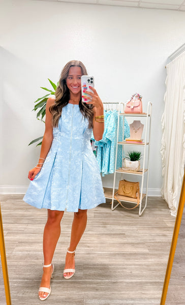 Floral Jacquard Sleeveless Mini Dress