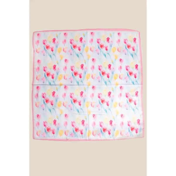 Floral Tulip Pattern Square Bandana Scarf