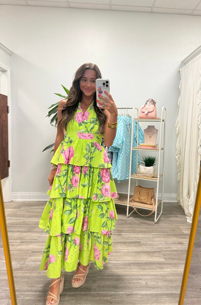 Floral Sleeveless Halter Midi Dress