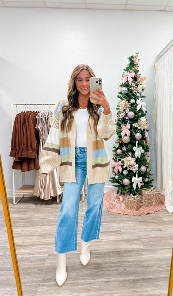 Multicolor Textured Open Front Cardigan