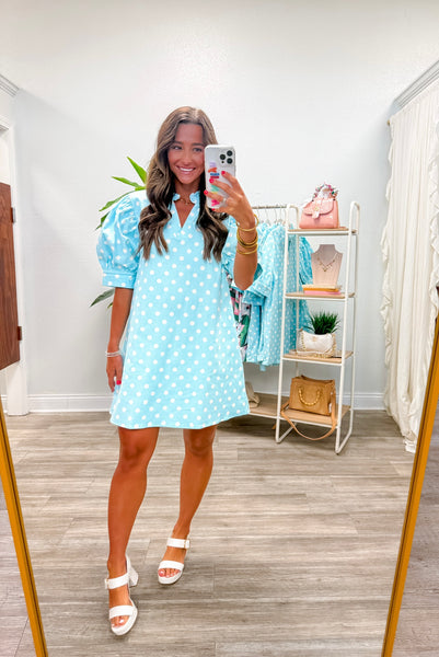 Ruffle V-Neck Puff Sleeve Mini Dress
