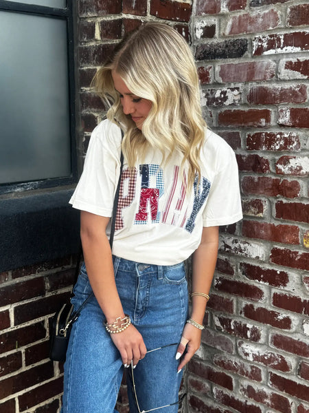 Pray Patchwork Short Sleeve Tee