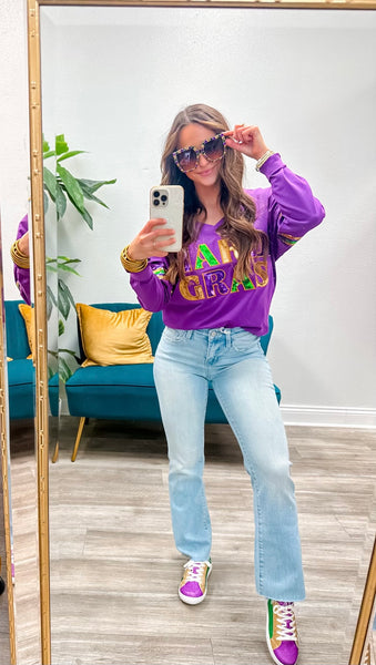 Mardi Gras Sequin Long Sleeve Top