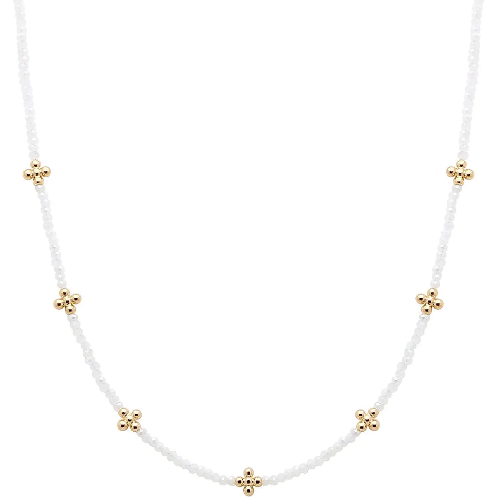 White Crystal and Gold Cross 16"-18" Necklace