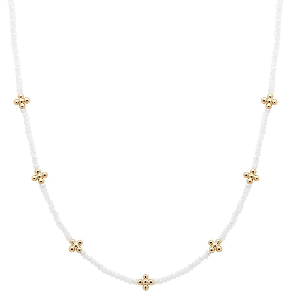 White Crystal and Gold Cross 16"-18" Necklace