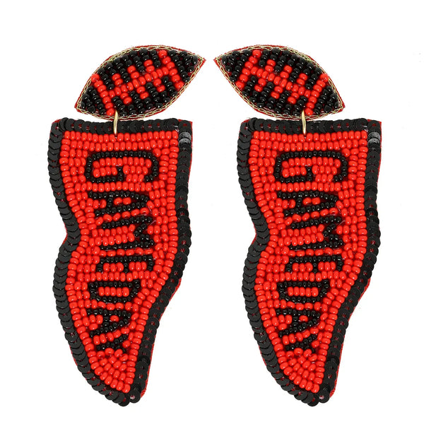 Game Day Letter Beaded Sequins Flag Post Earrings