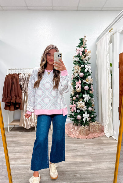 Floral French Terry Rib Sweatshirt