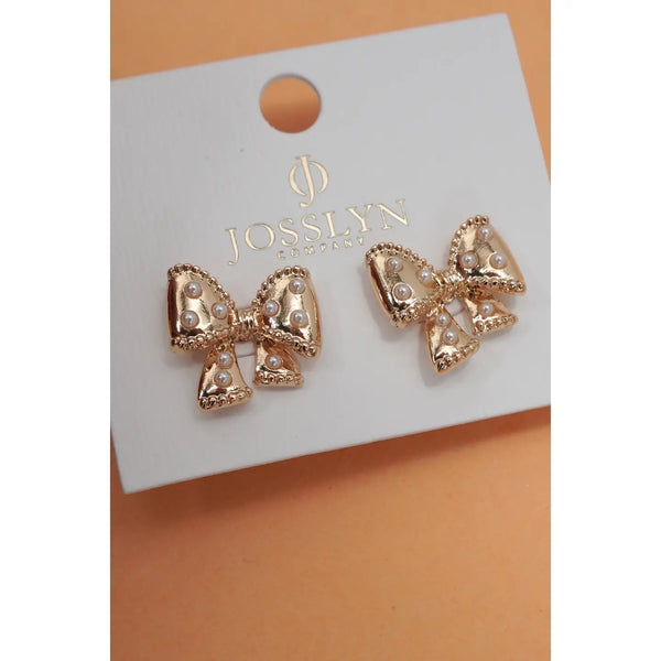 Bow Pearl Stud Earrings