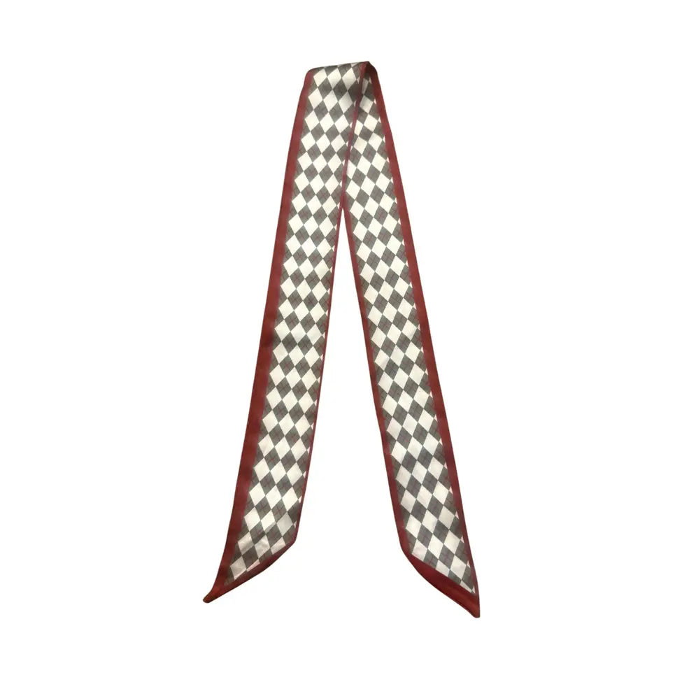 Twilly Scarf- Checkered Crimson