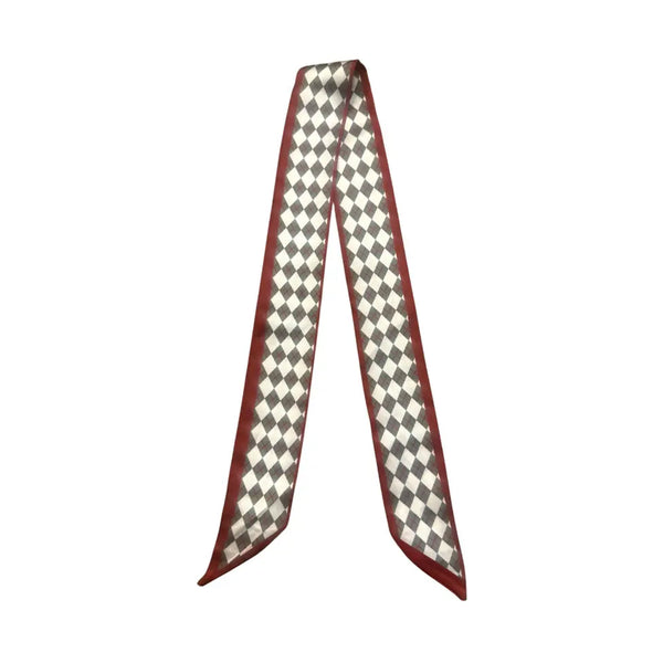 Twilly Scarf- Checkered Crimson