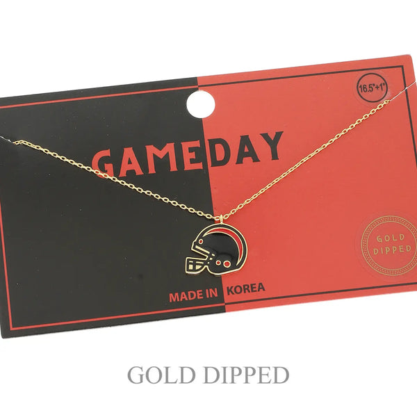 Game Day Football Helmet Gold Plated Necklace