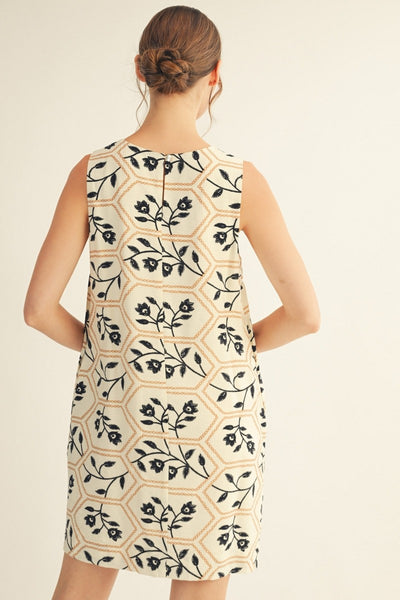 Floral Embroidery Print Shift Dress