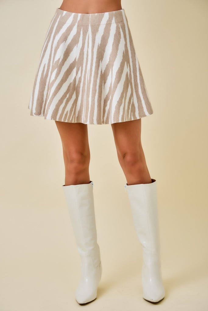 Tiger Print Flared Sweater Mini Skirt