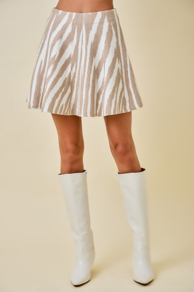 Tiger Print Flared Sweater Mini Skirt