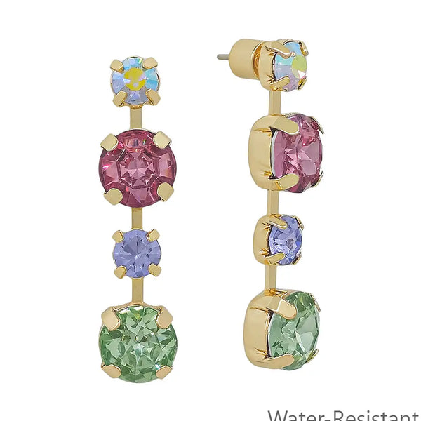 Light Multi Crystal 1" Stud Drop Earring