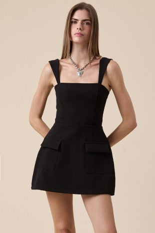Square Neck Plain Mini Dress