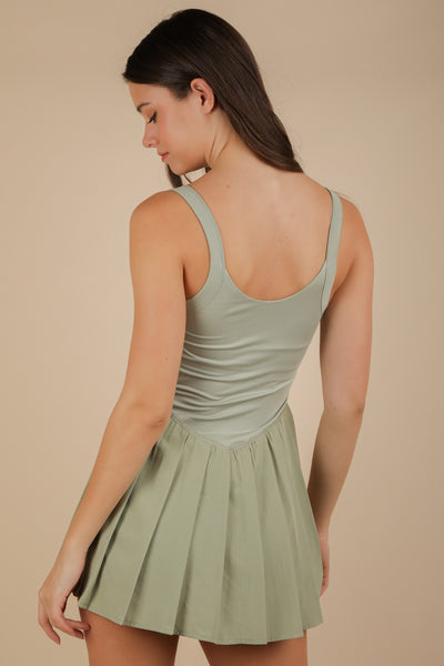 Pleated Skirt Dress W/ Under Shorts