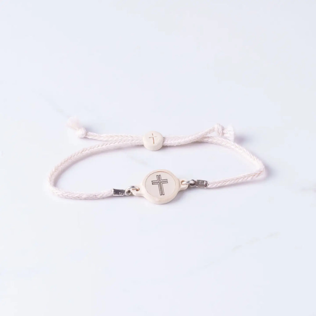 Tap To Pray Vanilla Cross Handmade Bracelet