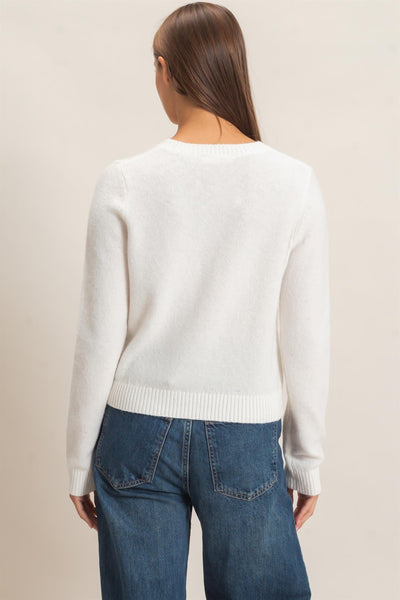 Crew Neck Long Sleeve Cardigan