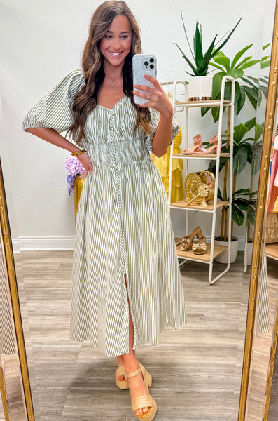 Striped Button Down Midi Dress