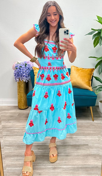 Embroidered Detail Cotton Maxi Dress