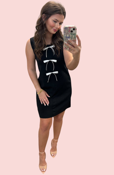 Sleeveless  Dress W/ Contrast Bow