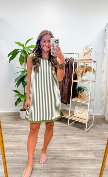 Stripe Sleeveless Mini Dress