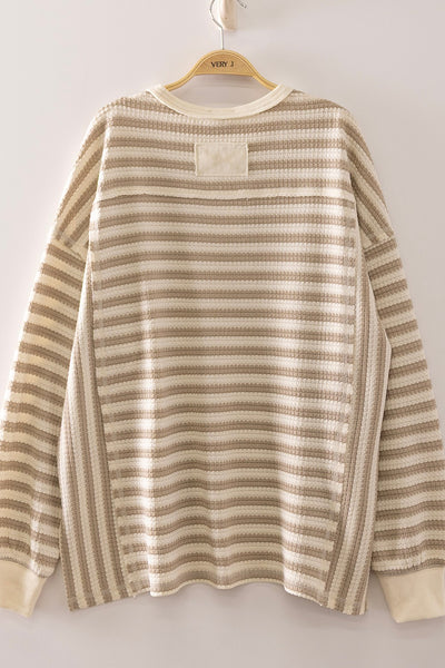 Striped Waffle Long Sleeve Top