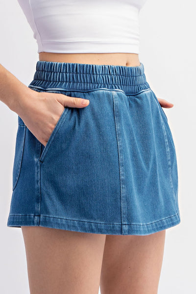 Ultra Stretch Cotton Denim Utility Skort