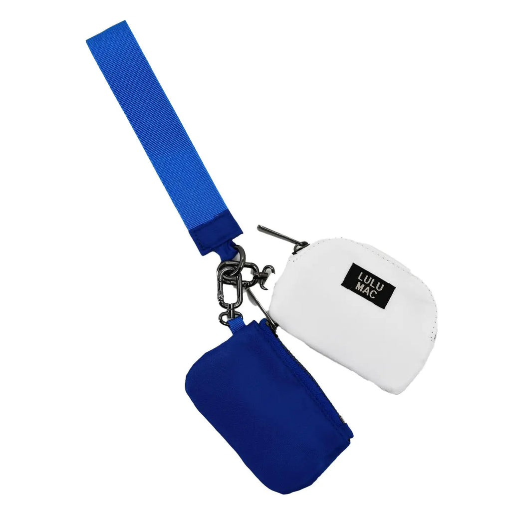 Lulu Mac Royal/White Double Pouch Wristlet