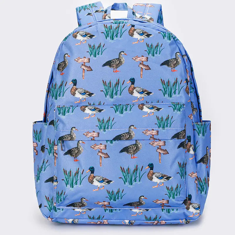 Boys Blue Duck Printed Canvas Backpack