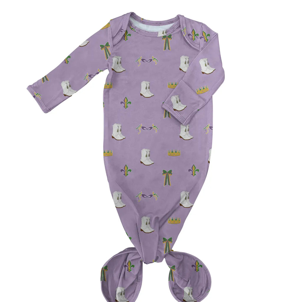 Mardi Gras Boots Knotted Infant Gown