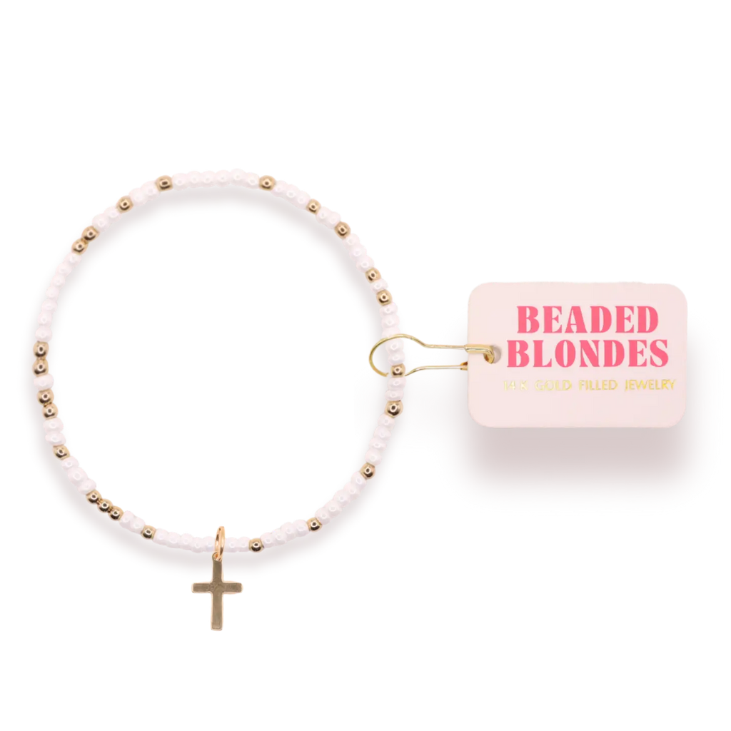 Cross Charm Bracelet On Color-6.75in.