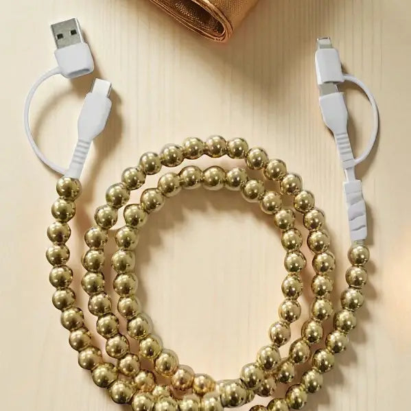 Updated Gold Beaded Cord Phone Charger